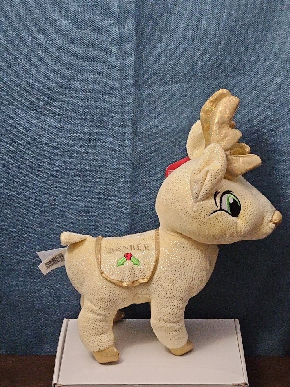 Sugar Loaf Santa’s Classic Reindeer | DASHER White Gold Sparkle Plush | Rare - Picture 6 of 16